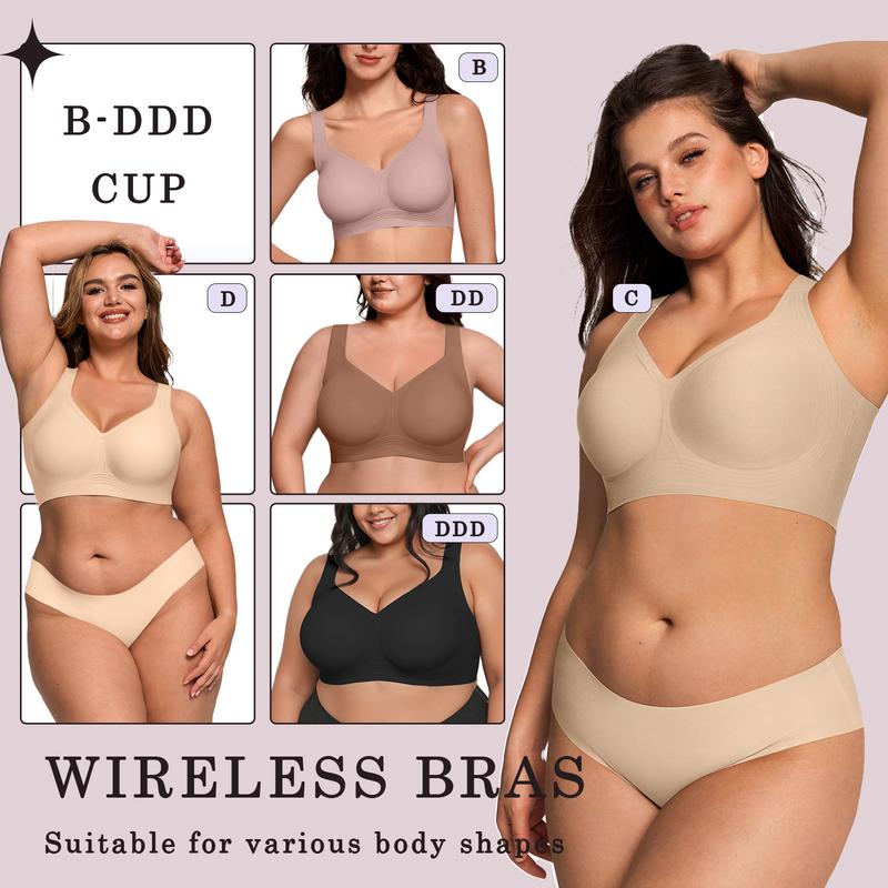 Full coverage wireless bra